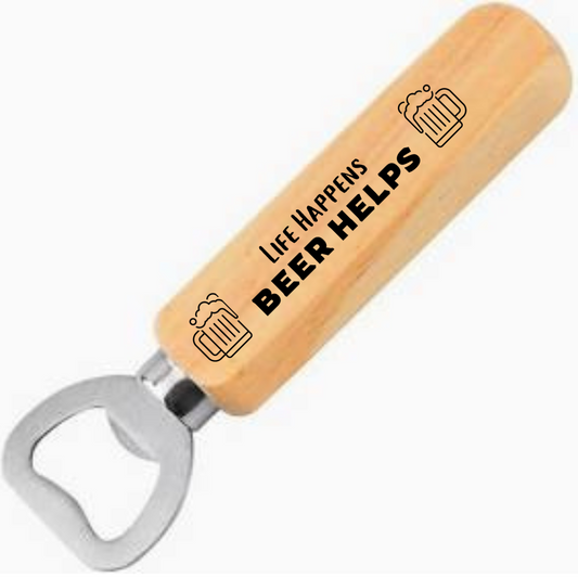 Wooden Bottle Opener -Beer Helps