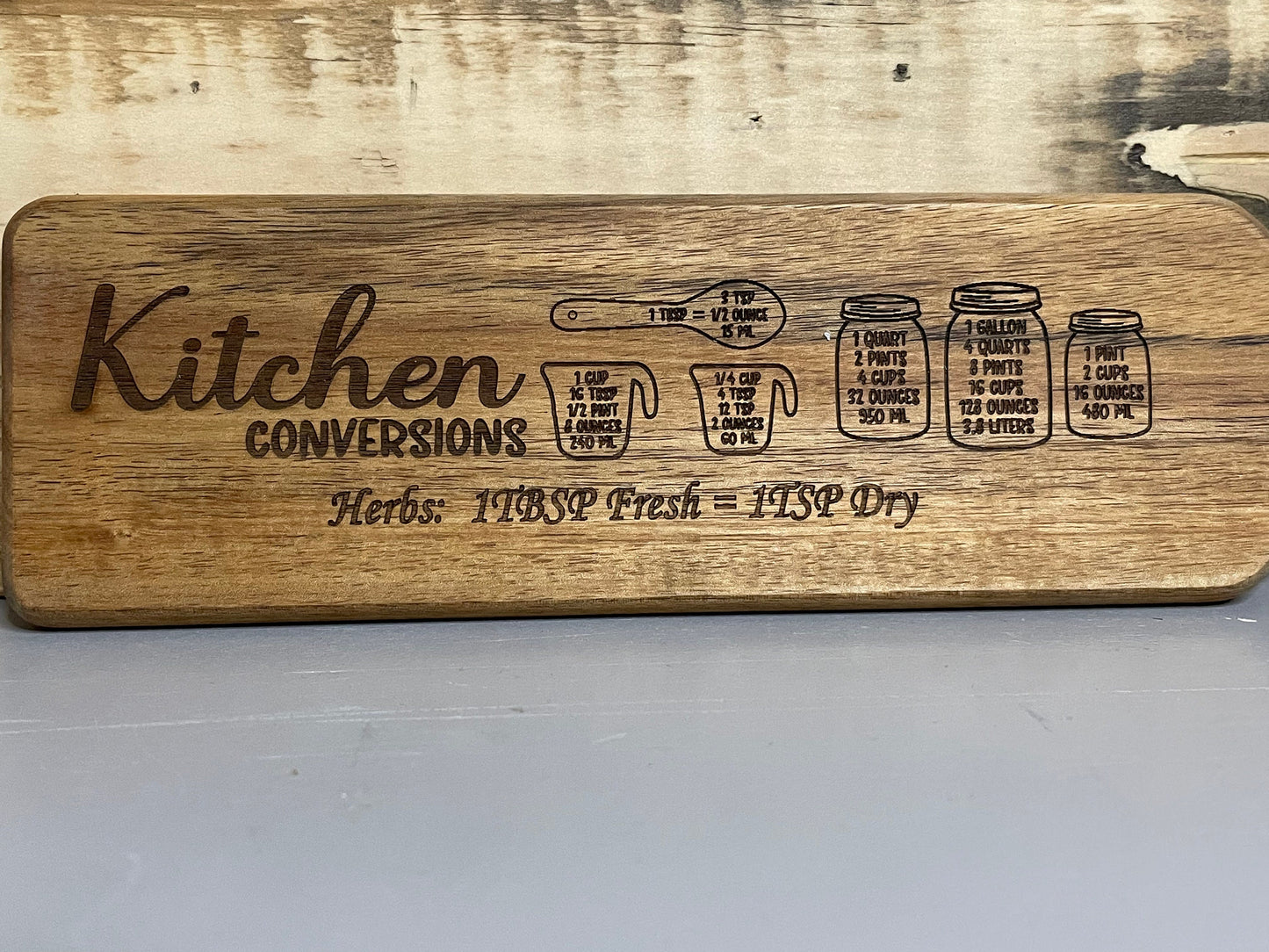 Kitchen Conversion Chart,Gift For Cooking Enthusiast, Gift For Baker, Home Cook Gift, Foodie Accessorie, New Cook Gift, Rustic Kitchen Board