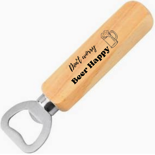 Wooden Bottle Opener -BEER HAPPY